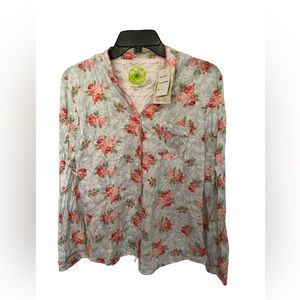 Women White Orchid P452 Floral Size L Sleepwear Top - 2304